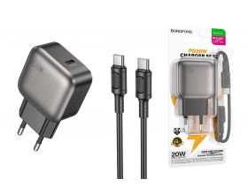 Сетевое зарядное устройство USB-C + кабель Type-C - Type-C BOROFONE BAS53A Absolute single-port PD20W (черный)
