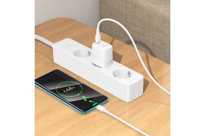 Сетевое зарядное устройство USB-C + кабель Type-C - Type-C BOROFONE BN28 Fuente single port PD30W (белый)