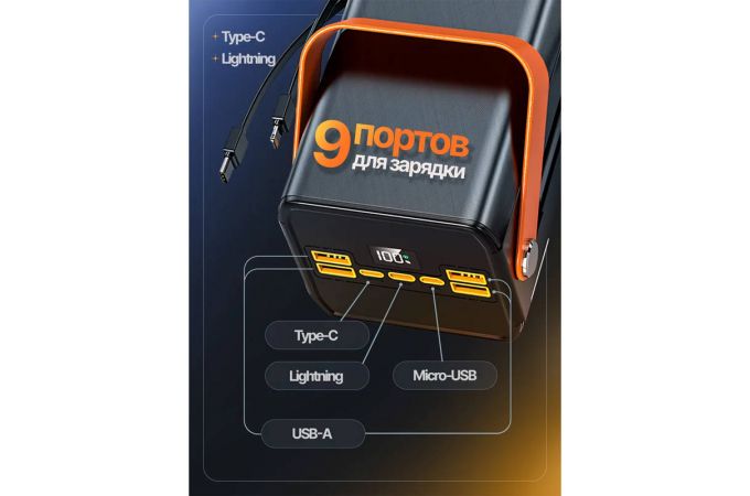 Универсальный дополнительный аккумулятор Power Bank Орбита OT-SMP01D (100000мАч)