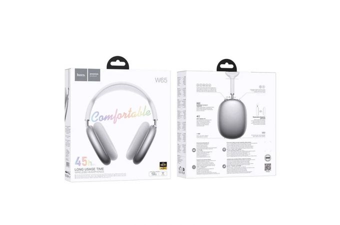 Наушники мониторные беспроводные HOCO W65 Happy (серебряный)