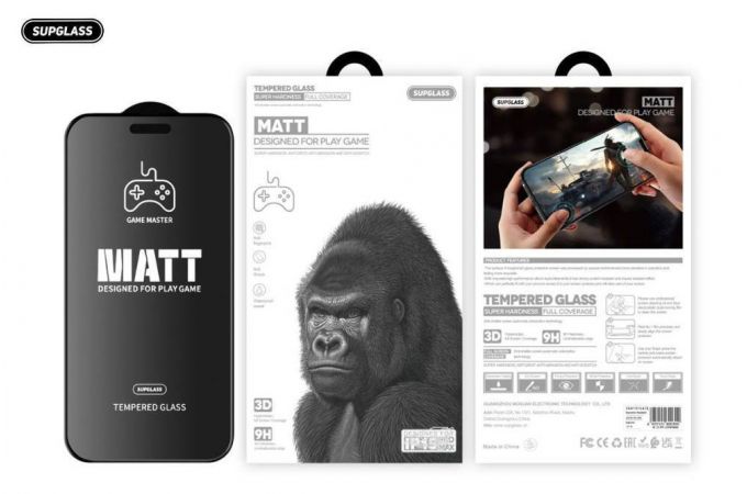 Защитное стекло SUPGLASS SG-13 Full Coverage Matt Gaming Glass IPhone 17 / 16 Pro (6.3) (матовое)