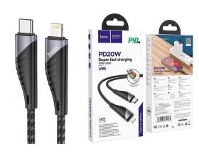 Кабель USB Type-C - Lightning HOCO U95, 3A PD20W (черный) 1,2м (в оплетке, с усилением сгиба)
