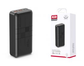 Универсальный дополнительный аккумулятор Power Bank XO PR189, 30000 mAh, USB/Type-C, QC 3.0+PD, дисплей, черный (-)