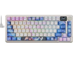 Клавиатура игровая беспроводная Redragon Flekact Pro RU фиолетовый-белый-аниме LCD-дисплей / RGB / BT / провод / 2.4G