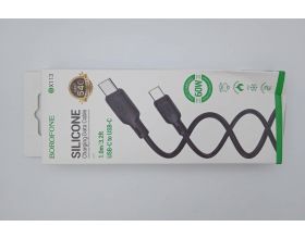 Кабель USB Type-C - USB Type-C BOROFONE BX113 Lenny 60W (черный) 1м силиконовый (УЦЕНКА! МЯТАЯ УПАКОВКА)