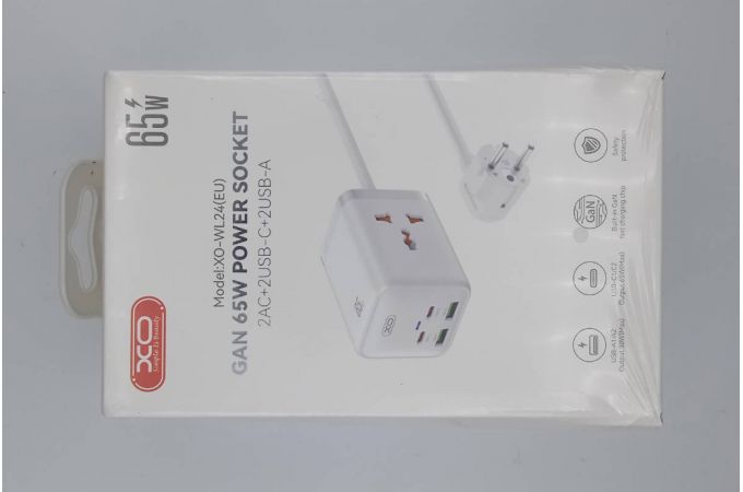 Сетевое зарядное устройство XO WL24(EU) 65W Fast Charging Desktop Charger Array Plug White (УЦЕНКА! МЯТАЯ УПАКОВКА)