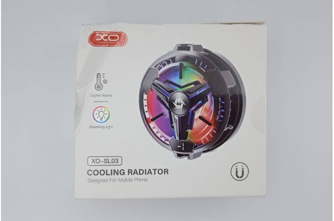 Игровой кулер XO SL03 Magnetic suction+clamp, temperature display, with color light switch type radiator (УЦЕНКА! МЯТАЯ УПАКОВКА)