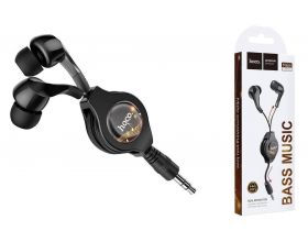 Наушники вакуумные проводные HOCO M68 Easy clip telescopic earphones (черный) (рулетка)