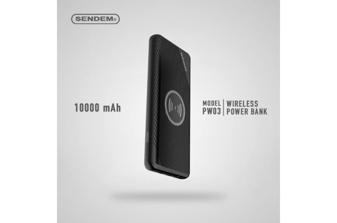 Универсальный дополнительный аккумулятор Power Bank SENDEM PW03 + БЗ 10W (10000 mAh) (черный)