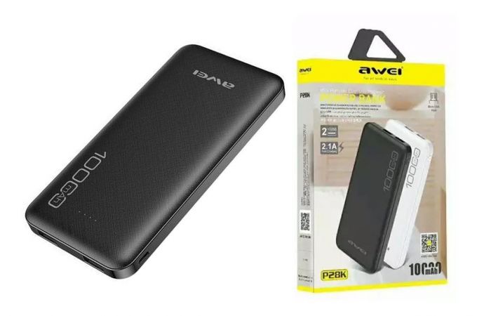 Универсальный дополнительный аккумулятор Power Bank AWEI P28K (10000 mAh) (черный)