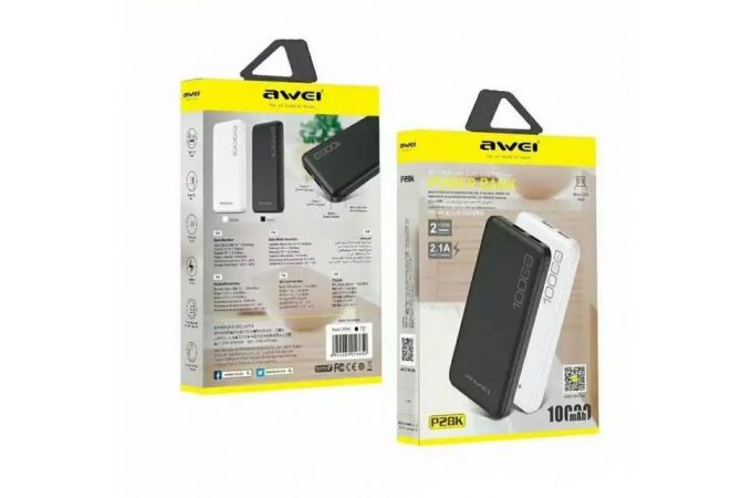 Универсальный дополнительный аккумулятор Power Bank AWEI P28K (10000 mAh) (черный)