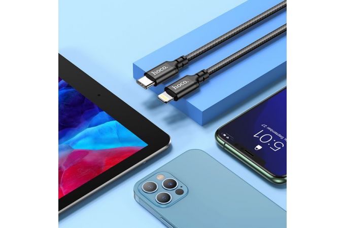 Кабель USB Type-C - Lightning HOCO X14 (черный) 1м (в оплетке)