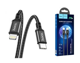 Кабель USB Type-C - Lightning HOCO X14 (черный) 2м (в оплетке)