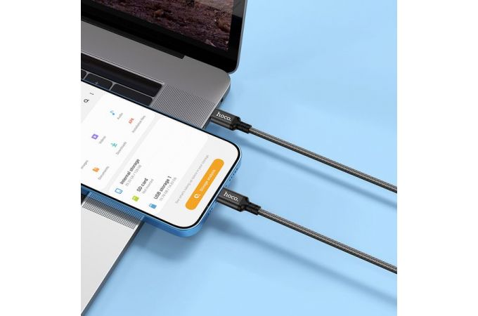 Кабель USB Type-C - Lightning HOCO X14 (черный) 2м (в оплетке)