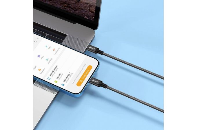 Кабель USB Type-C - Lightning HOCO X14 (черный) 2м (в оплетке)