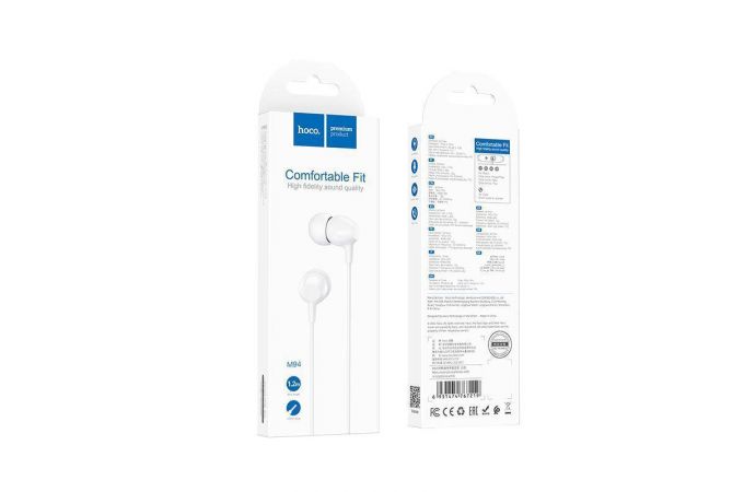 Наушники вакуумные проводные HOCO M94 earphones with microphone (белый)