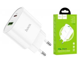 Сетевое зарядное устройство USB + USB-C HOCO C95A Lineal PD20W+ QC3.0 (белый)