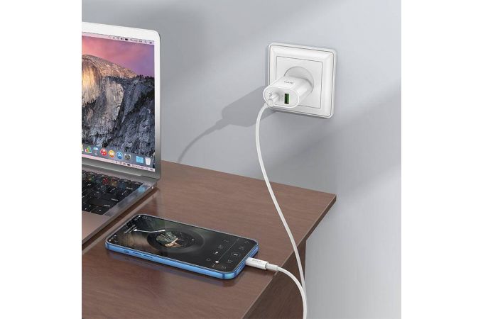 Сетевое зарядное устройство USB + USB-C HOCO C95A Lineal PD20W+ QC3.0 (белый)