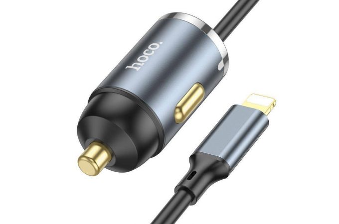Автомобильное зарядное устройство АЗУ USB + кабель Lightning HOCO NZ7 PD20W+QC3.0 (серый)