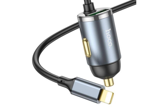 Автомобильное зарядное устройство АЗУ USB + кабель Lightning HOCO NZ7 PD20W+QC3.0 (серый)