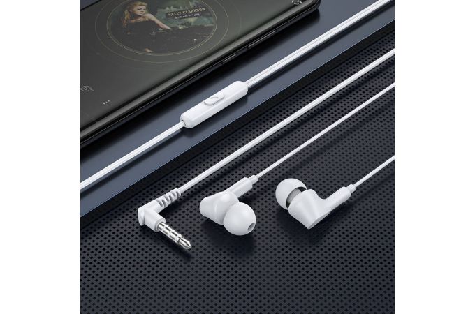 Наушники вакуумные проводные HOCO M102 Ingenious universal earphones with microphone (белый)