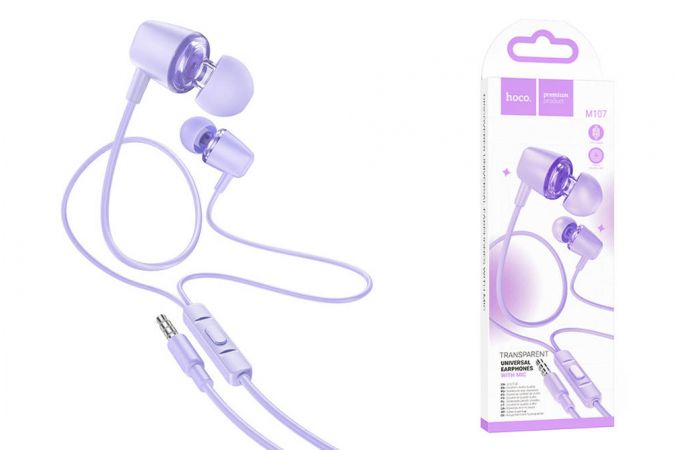 Наушники вакуумные проводные HOCO M107 Discoverer universal earphones with mic (фиолетовый)