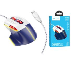 Мышь проводная НОСО GM31 Overlord luminous gaming wired mouse (бело-синий)