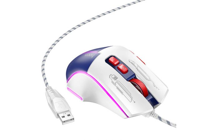 Мышь проводная НОСО GM31 Overlord luminous gaming wired mouse (бело-синий)