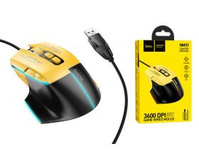 Мышь проводная НОСО GM31 Overlord luminous gaming wired mouse (черно-желтый)