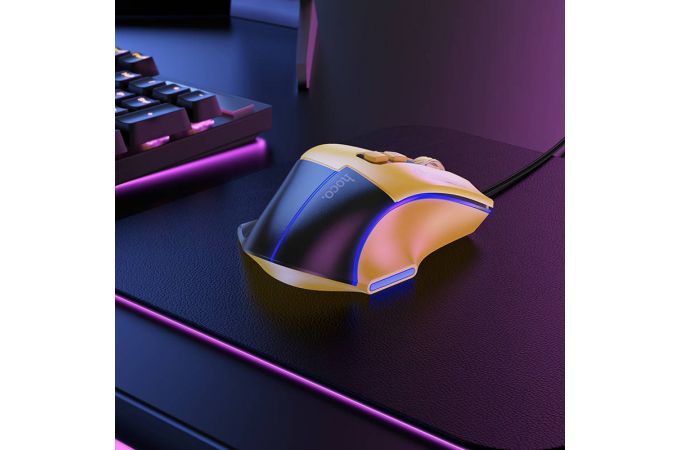 Мышь проводная НОСО GM31 Overlord luminous gaming wired mouse (черно-желтый)