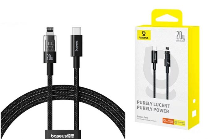 Кабель USB Type-C - Lightning BASEUS Gem Fast Charging 20W 1m Cluster Black
