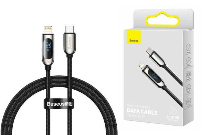 Кабель USB Type-C - Lightning BASEUS Display Fast Charging Data 20W 2m Black (черный)