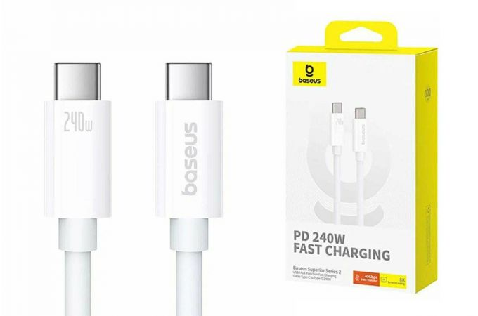 Кабель USB Type-C - Type-C BASEUS Superior Series 2 USB4 Full-Function Fast Charging 240W 1m Moon White
