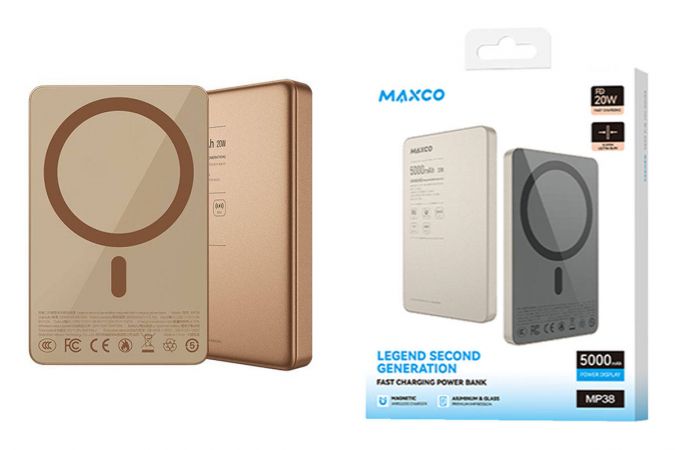 Универсальный дополнительный аккумулятор Power Bank MAXCO MP39 Magnetic fast charging (10000mAh) Desert Gold
