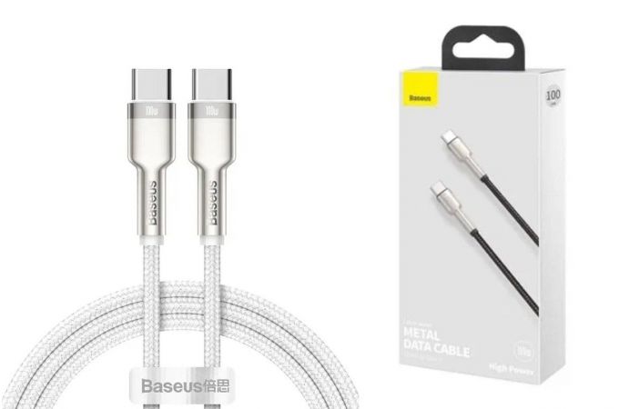 Кабель USB Type-C - USB Type-C BASEUS Cafule Series Metal Data 100W 1m White