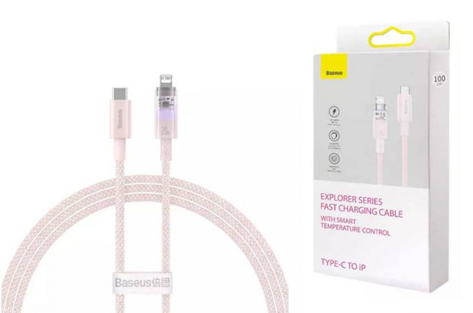 Кабель USB Type-C - Lightning BASEUS Explorer Series Fast Charging with Smart Temperature Control 20W 1m Pink