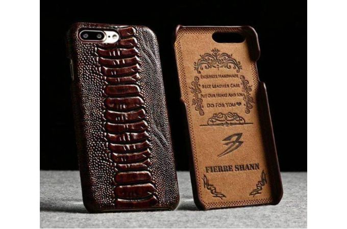 Чехол для Apple iPhone 7 натуральная кожа нога страуса (коричневый)