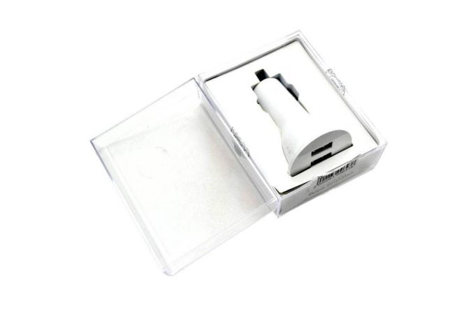 Автомобильное зарядное устройство АЗУ 2USB + кабель Lightning Fast Charger (белый)
