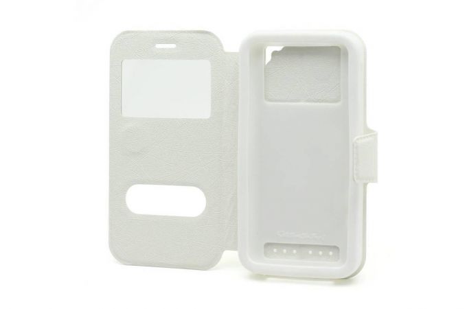 Чехол книжка универсальный, имитация царапин (силик. вставка) 5,5 дюймов (белый)
