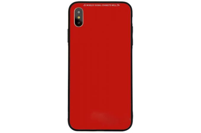 Чехол стеклянный iPhone X (красный)