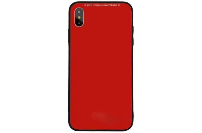 Чехол стеклянный iPhone X (красный)