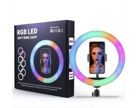 Кольцевая лампа RGB многоцветная (20 см) MJ20 для фото и видеосъемки (без треноги, черный)