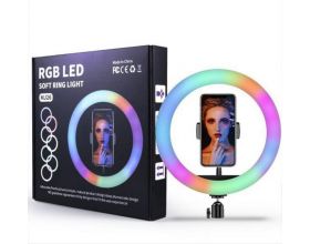 Кольцевая лампа RGB многоцветная (26 см) MJ26 для фото и видеосъемки (без треноги, черный)