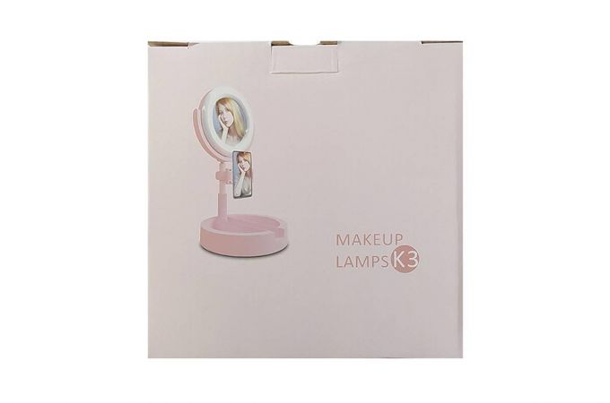 Кольцевая лампа настольная К-3 (16 см) для фото и видеосъемки с креплением телефона и зеркалом (черный)