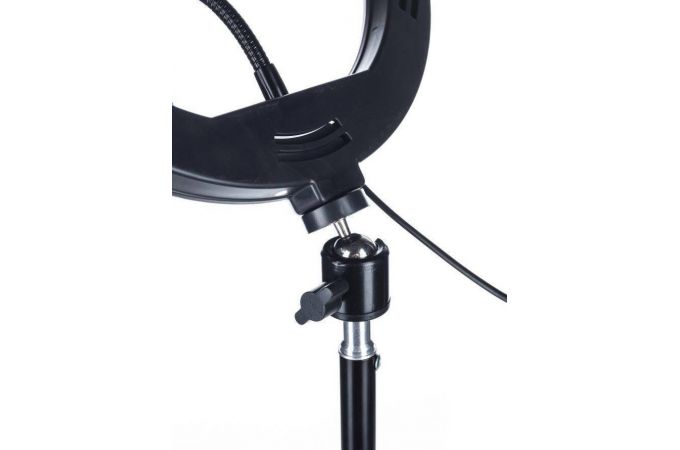 Кольцевая лампа настольная (26 см) для фото и видеосъемки с выдвижным  штативом