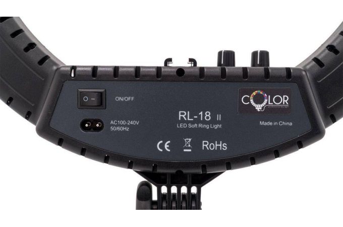 Кольцевая лампа напольная RL-18 (45см) для фото и видеосъемки с регулировкой яркости (черный)