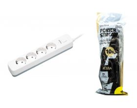 Сетевой фильтр Perfeo "POWER STREAM", 2500W,  3,0м, 4 розетки (белый)