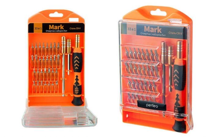 Отвертка с набором бит (насадок) Perfeo Mark 33 в 1
