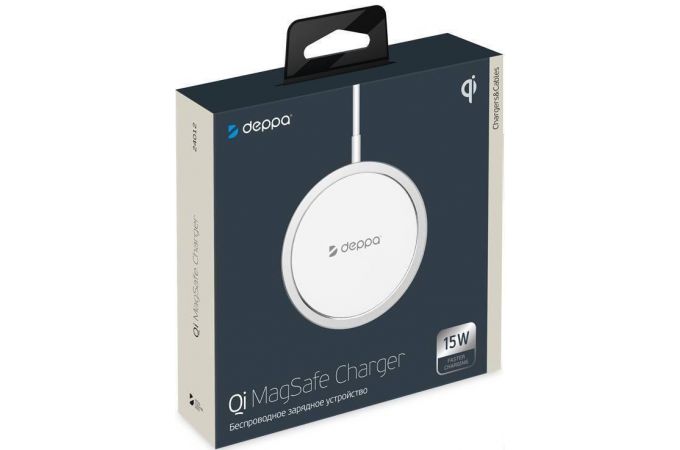 Беспроводное зарядное устройство Deppa (24012) MagSafe Qi 15W (белый)
