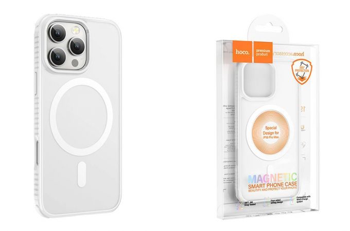 Чехол для телефона iPhone 16 Pro Max HOCO Armour magnetic anti-shock protective case тонкий (белый)